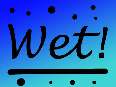 wet text and water droplets